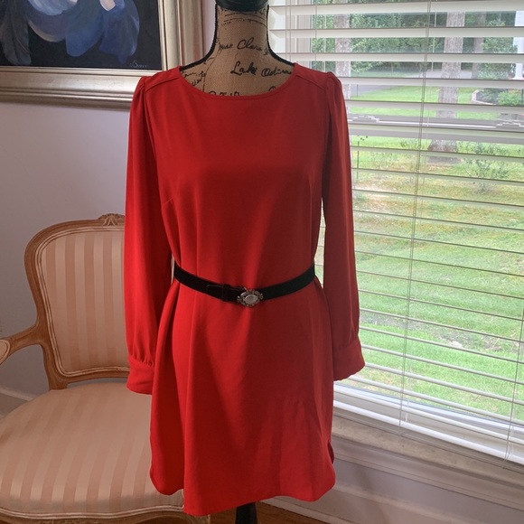 J CREW Red long sleeve contemporary fall dress $148 S M 6 8 career preppy - Picture 7 of 11
